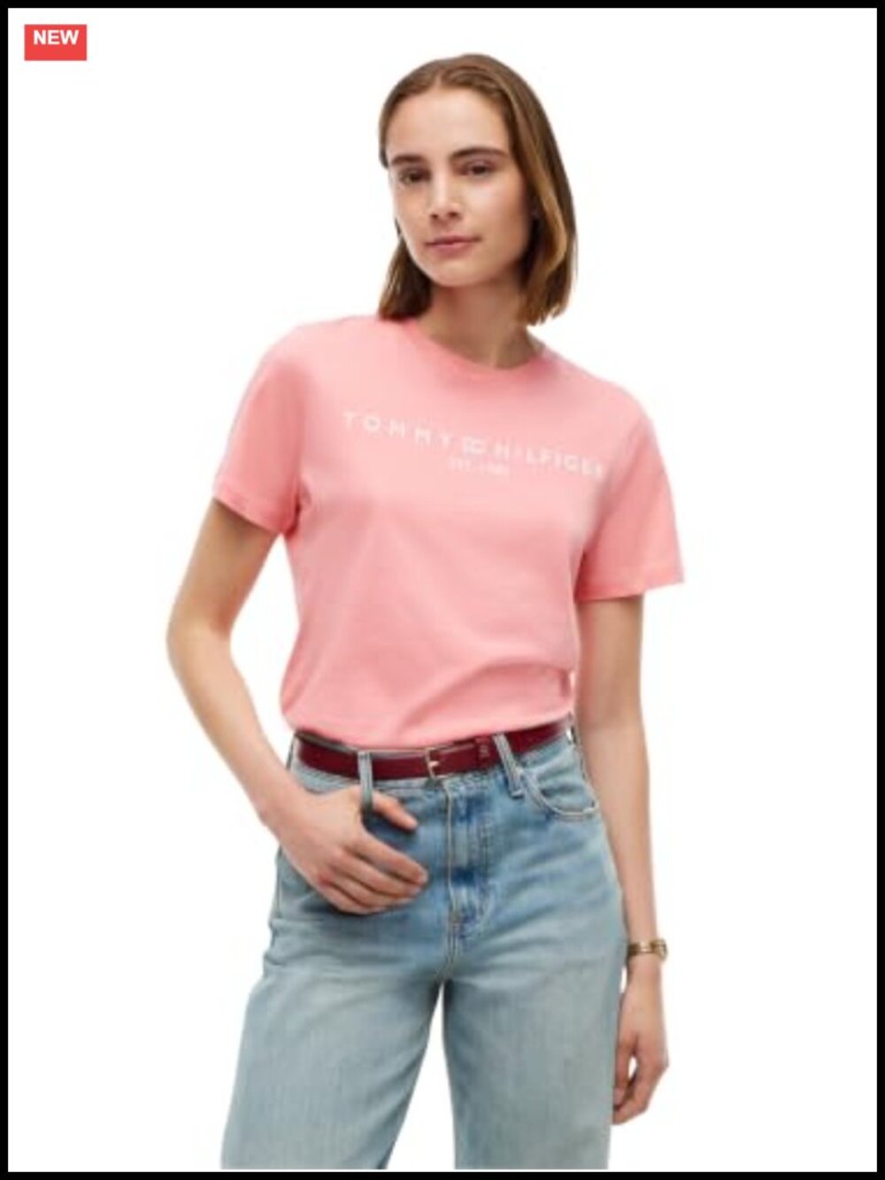 Tommy Hilfiger Womens 100% Cotton Short Sleeve Graphic Logo Crew Neck T-Shirt